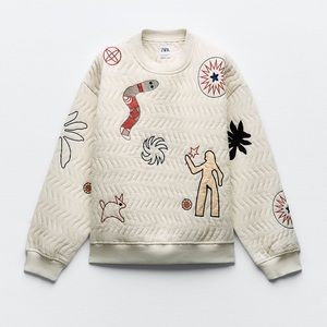 NWOT ZARA Embroidered Sweatshirt
